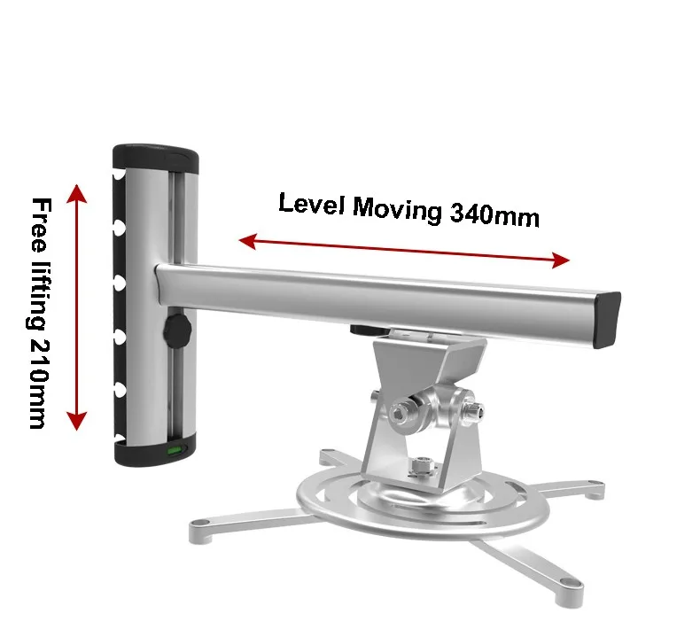 PR03 алюминиевый сплав 360 градусов проектор настенное крепление полный движения выдвижной универсальный проектор вешалка кронштейн серебряный черный
