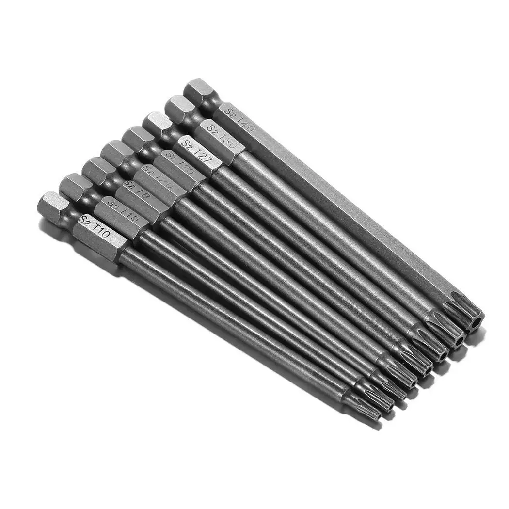 Torx Alloy Head Long 8Pcs Set Bits Steel Screwdriver Precision
