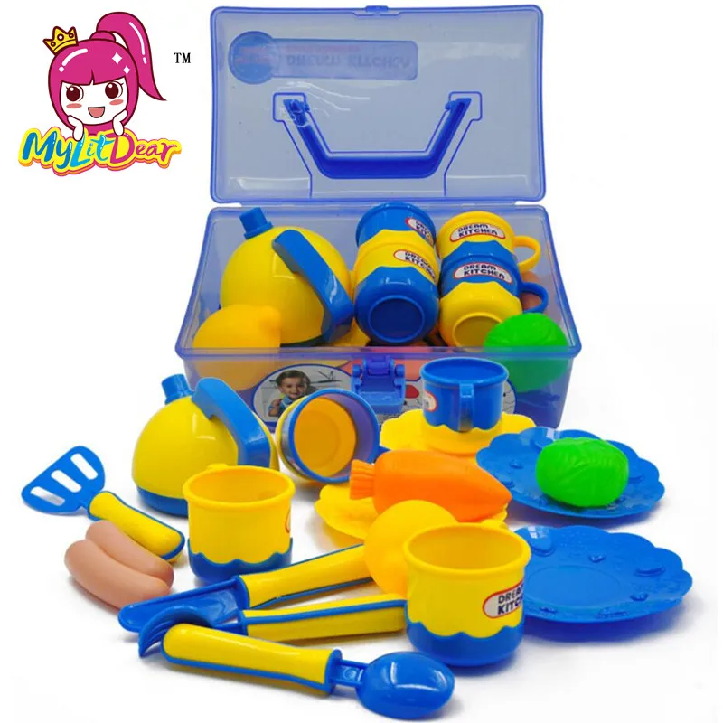 MylitDear 18Pcs / set Kids toys House Kitchen Toys Cooking Food Dishes