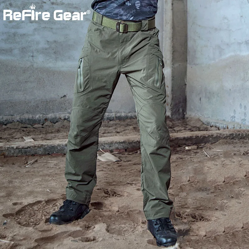 Refire gear летние легкие военные брюки карго мужские быстросохнущие армейские тактические штаны дышащие нейлоновые армейские брюки с большим карманом - Цвет: Army Green