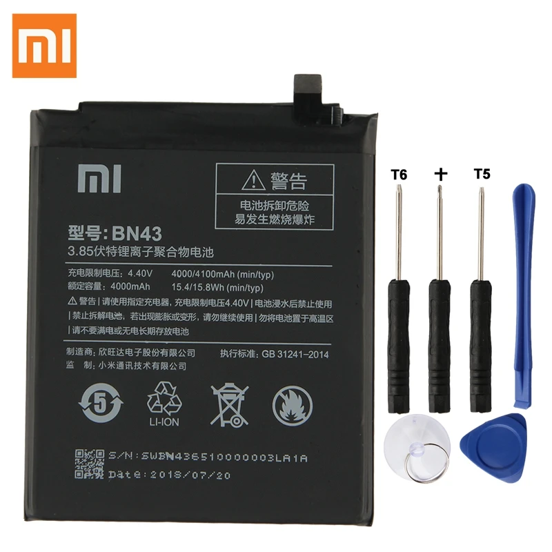 

XaioMi Original Battery BN43 For Xiaomi Redmi Note 4X Snapdragon 625 Note4X 3G Standard configuration Battery 4000mAh