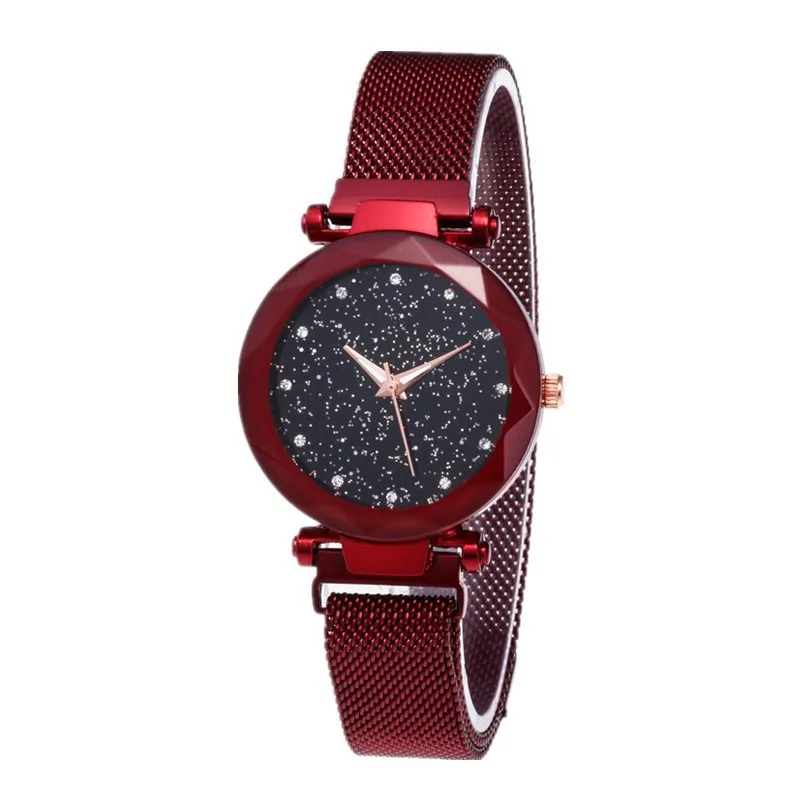Новые роскошные женские часы с магнитным ремешком из нержавеющей стали, женские кварцевые часы, модные женские наручные часы с циферблатом звездного неба