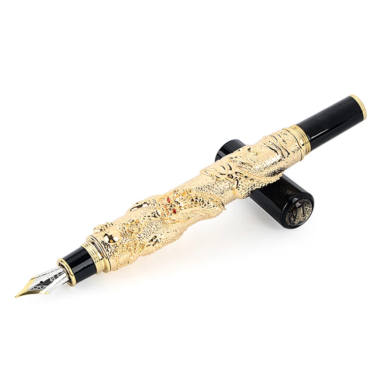 Jinhao, благородный бренд, золотой дракон, деловая Подарочная авторучка, 0,5 мм, Тонкое Перо, металлические золотые ручки для письма, школьные офисные канцелярские принадлежности