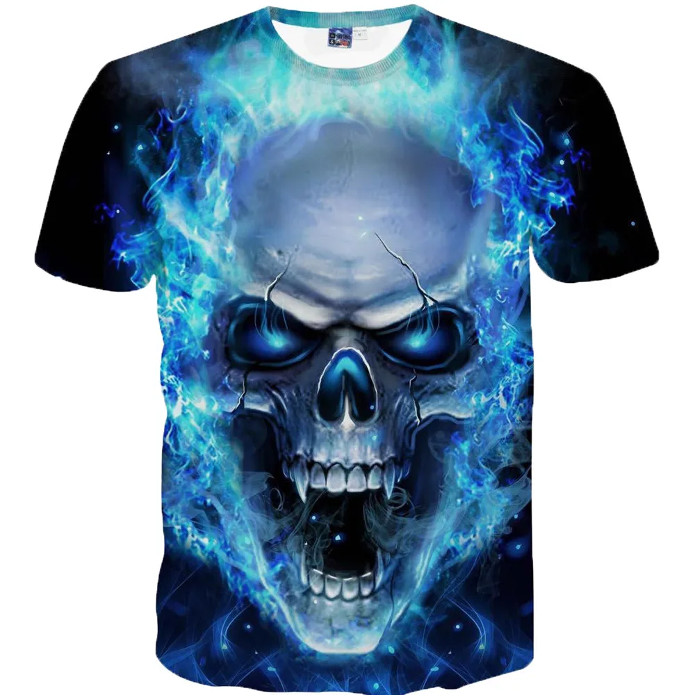 

Mens Skull 3D Printing Tees Shirt Short Sleeve T-Shirt Mens Blouse Tops