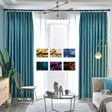 Blackout Luxury Velvet Curtains for Living Room Bedroom Solid Plain Window Door Curtain Drape Tulle Green Blue Brown Yellow