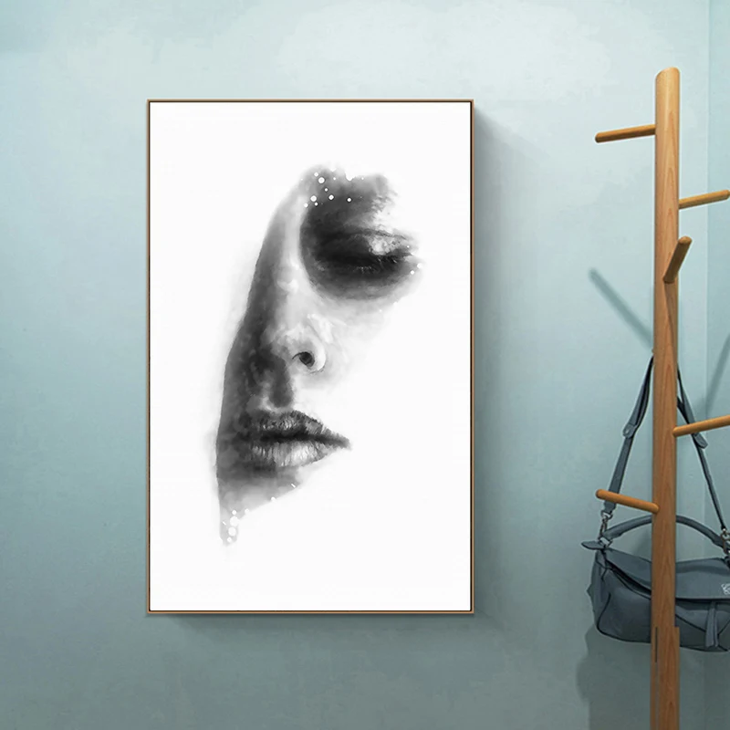 ONESAID Modern Poster Home Decoration Women Face Canvas Prints Black