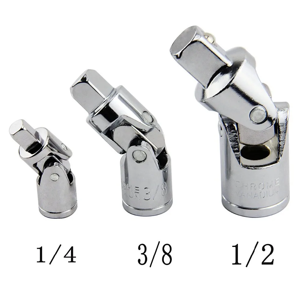 

3-Piece CR-V Impact Universal Joint Set Ratchet Angle Extension Bar Socket Adapter 1/4" 3/8" 1/2"