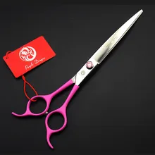 7," розовые резиновые ножницы с ручкой для домашних животных, изогнутые ножницы для ухода за собакой, ножницы для стрижки собак, котов, грумеров, машинка для стрижки волос