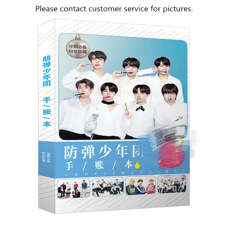 

1Pcs Kpop Bangtan Boys Journal Book Cartoon Notebook Official Korean Stars Diary Photo Workbooks Handbook Memo Book Supplies