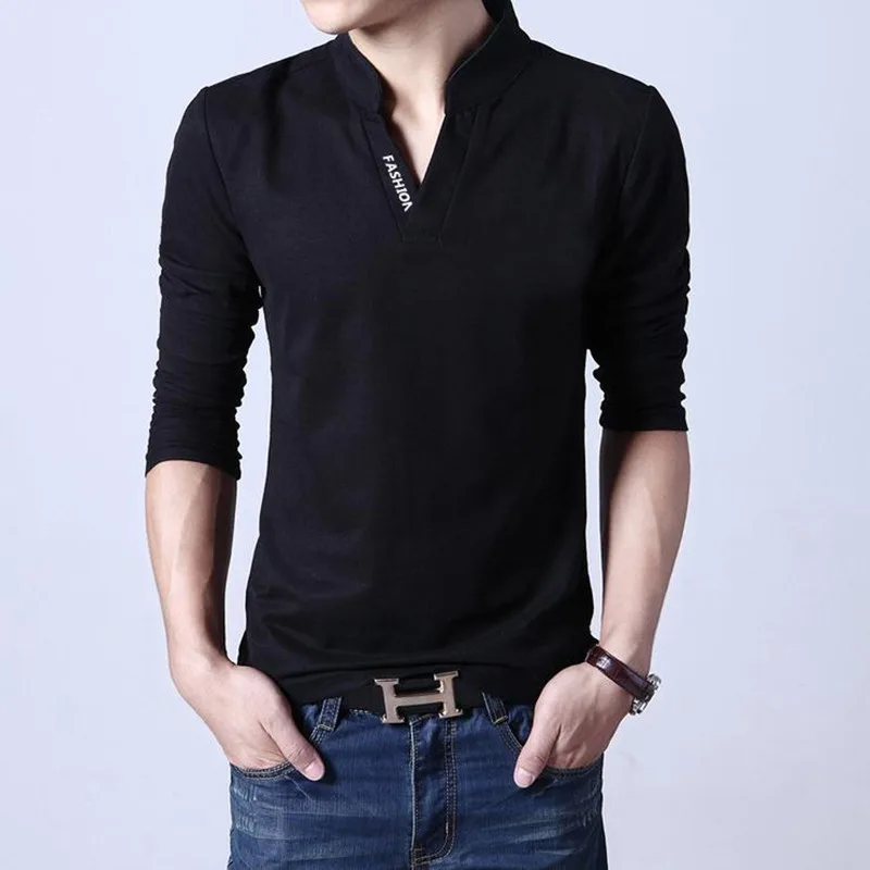 

HOT Sell 2018 New Fashion Brand Men Clothes Solid Color Long Sleeve Slim Fit T Shirt Men Cotton T-Shirt Casual T Shirts 4XL 5XL
