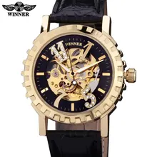 2016 watches men luxury brand winner military sports skeleton automatic mechanical wristwatches leather strap relogio masculino