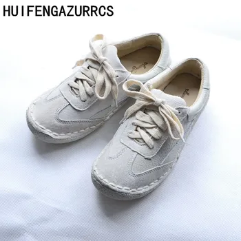 

Careaymade-Spring and autumn Retro Genuine Leather female shoes,Handmade art leisure soft flat students shoes,Size 6