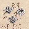 Promo 50pcs Charms Jewelry Pendants-Making Tibetan Bronze Diy Handmade Silver-Color Heart Hollow 32503815119