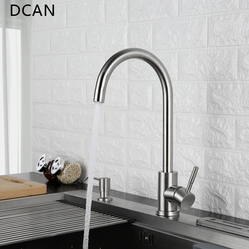  DCAN Tap Kitchen Faucet 360 Degree Swivel Stainless Steel Kitchen Sink Faucet Single Handle Hot and - 32890098241
