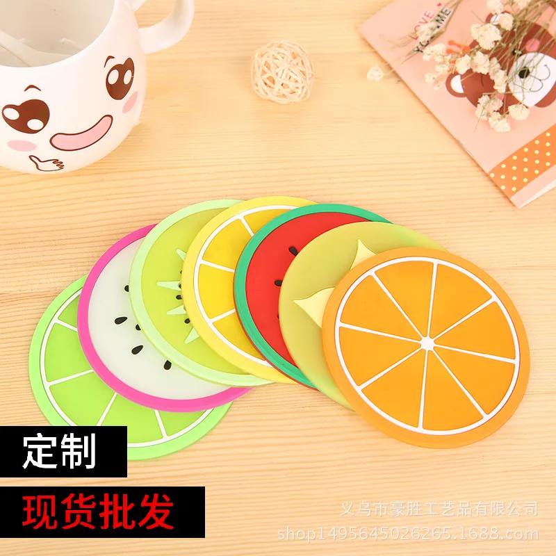 

2Pcs Hot Coaster Fruit Shape Silicone Cup Pad Slip Insulation Pad Cup Mat Pad Hot Drink Holder