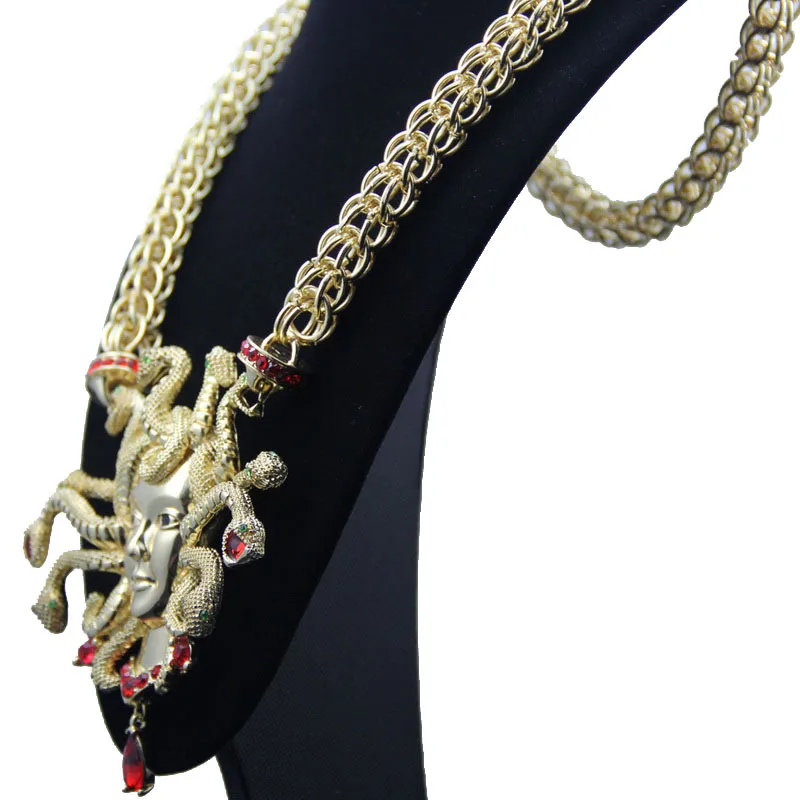 Ювелирные изделия в стиле хип-хоп, медуза, голова змеи, CZ кристалл, массивная цепочка для костюма, ожерелье, ювелирные изделия 23," Z95