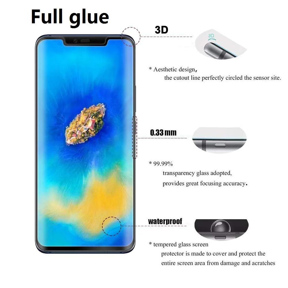 

Full Glue all Surface Tempered Glass Film For Huawei Mate 20 Pro Screen Protector For Mate20 Pro Full Adhesive Glass