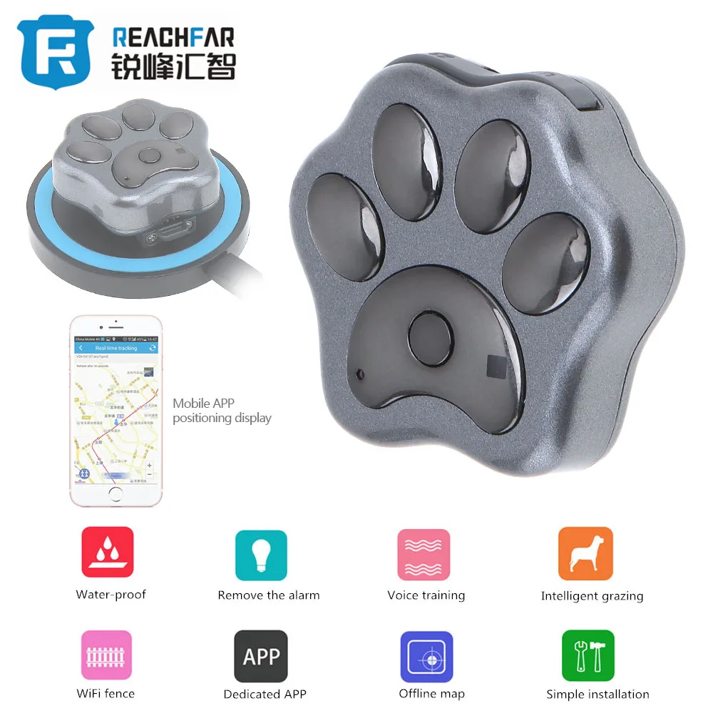 

Mini Waterproof GPS Tracker Locator Anti-lost Dog Cat Pet GSM GPRS Real Time Tracking Alarm Monitor Device with Wireless Charger