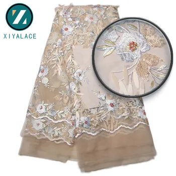 

Fashion Embroidery French Lace Fabric Applique African French Lace Materials Nigerian Quality Tulle Mesh Lace For Wedding PGC953