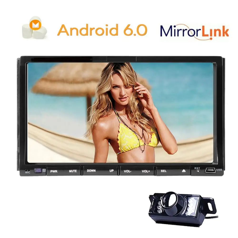 Clearance Eincar Android 6.0 Universal Head unit Double Din Car Stereo GPS sat nav DVD Player 7.0 inch In Dash support GPS/Navi/USB input/ 1