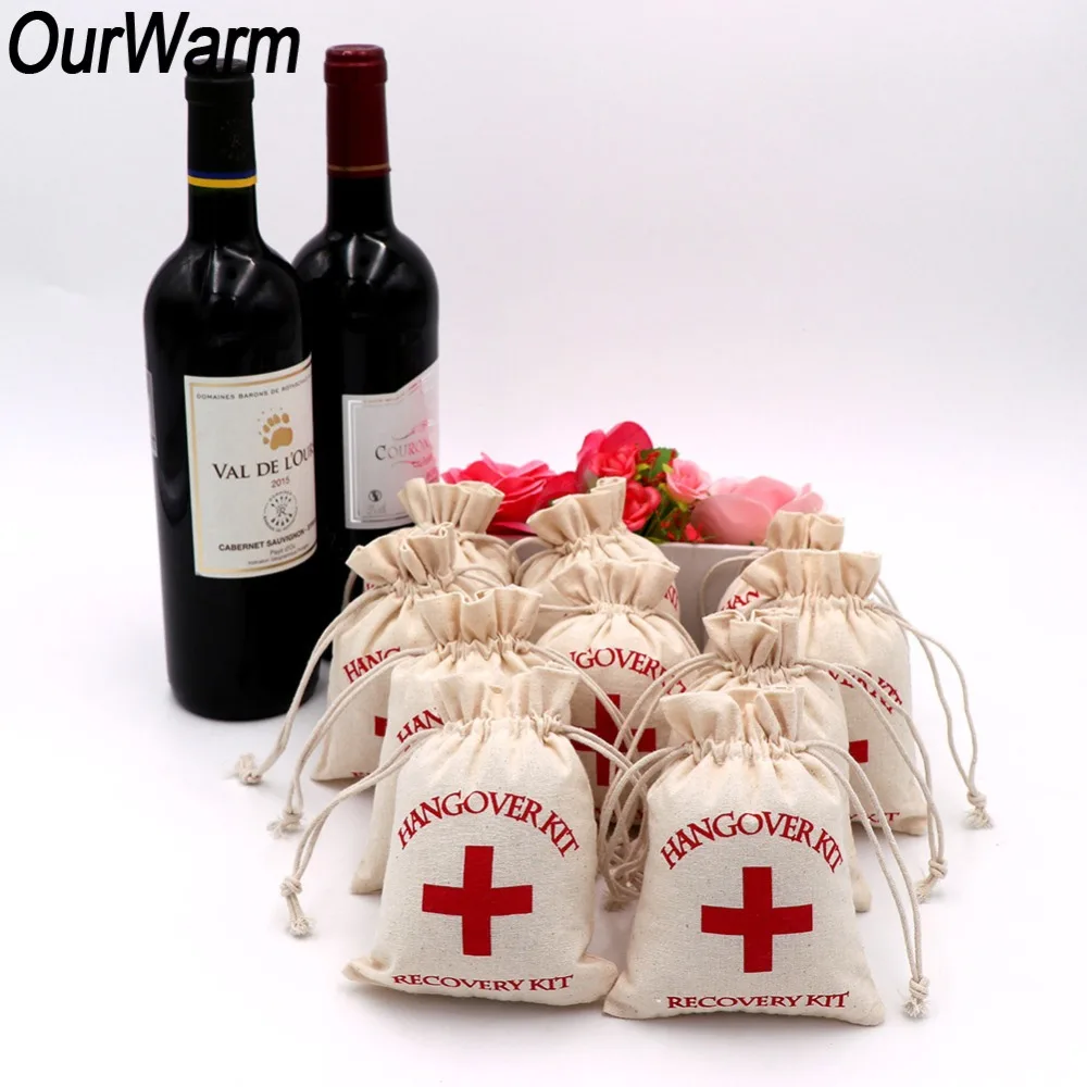 

100pcs 4"x6" Hangover Kit Glitter Red Cross Cotton Muslin Bags Wedding Favors Gifts Gift Wrap First Aid Gift Bags for Holiday