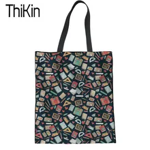 Тикин холщовые сумки-шопперы для женщин мультфильм учительские книги Сумки для покупок с принтом большая дамская сумка через плечо сумка для девочек книга сумки