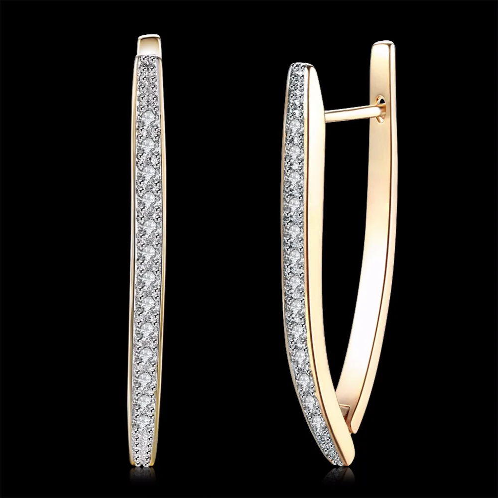 

New Arrivals Novelty U Shaped Hoop Pierced Earrings For Women Pretty Setting Cubic Zirconia Stylish Jewelry pendientes Mujer