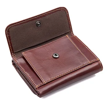 

RFID blocking brown men genuine leather wallet with coin pocket new men's slim trifold leather wallets