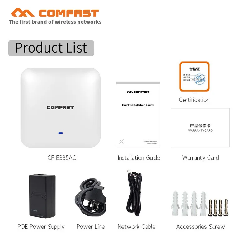 COMFAST CF E385AC 27dBm high power 2200Mbps Gigabit Dual band POE wifi Router WAVE2 Wireless Ceiling 5