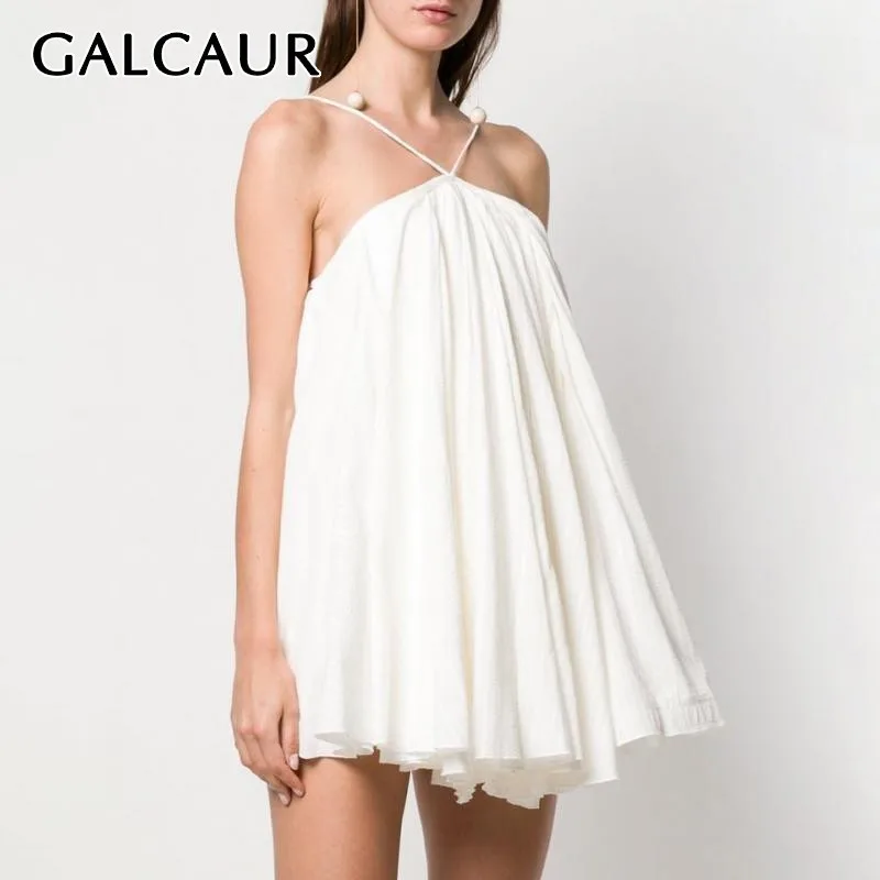 

GALCAUR Off Shoulder Sexy Dress For Women Sleeveless Backless Bandage Oversized Mini Dresses Female Summer 2019 Fashion Clothes