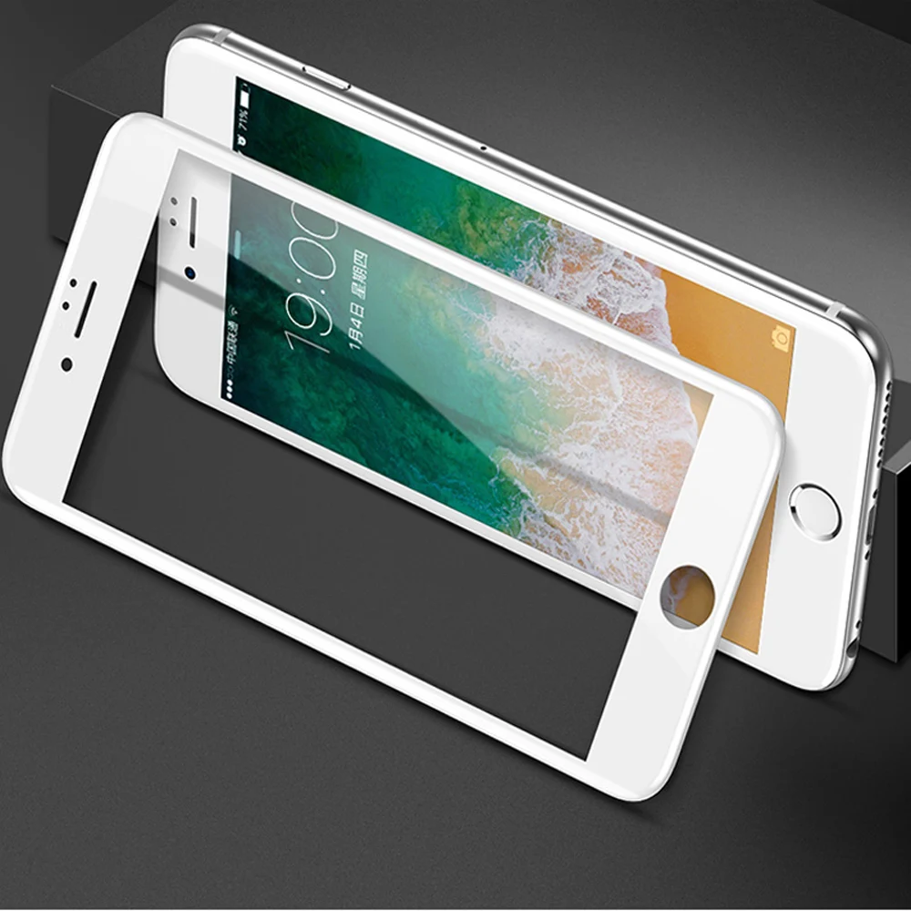 New 7D Screen Protector Curved Edge Full Cover Protective Glass For iphone X 8 7 6 Plus 9H Protective Glass white black Film (14)