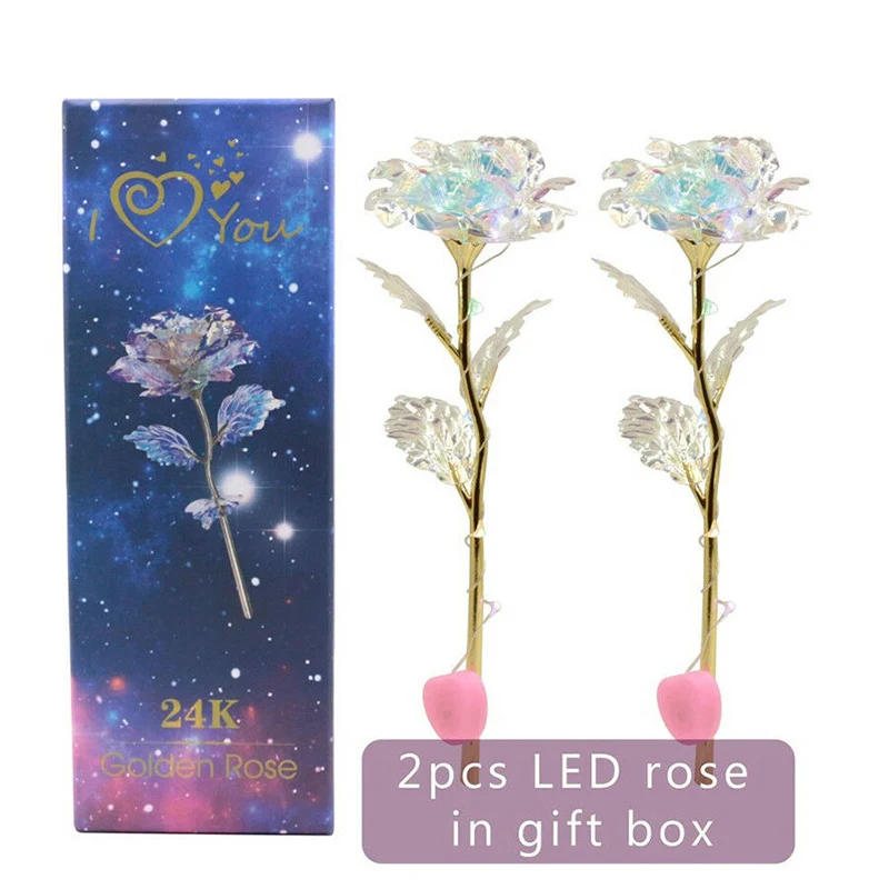

Newest 2 Sets LED Light Crystal Rose Flower Kit for Anniversary Valentine's Day