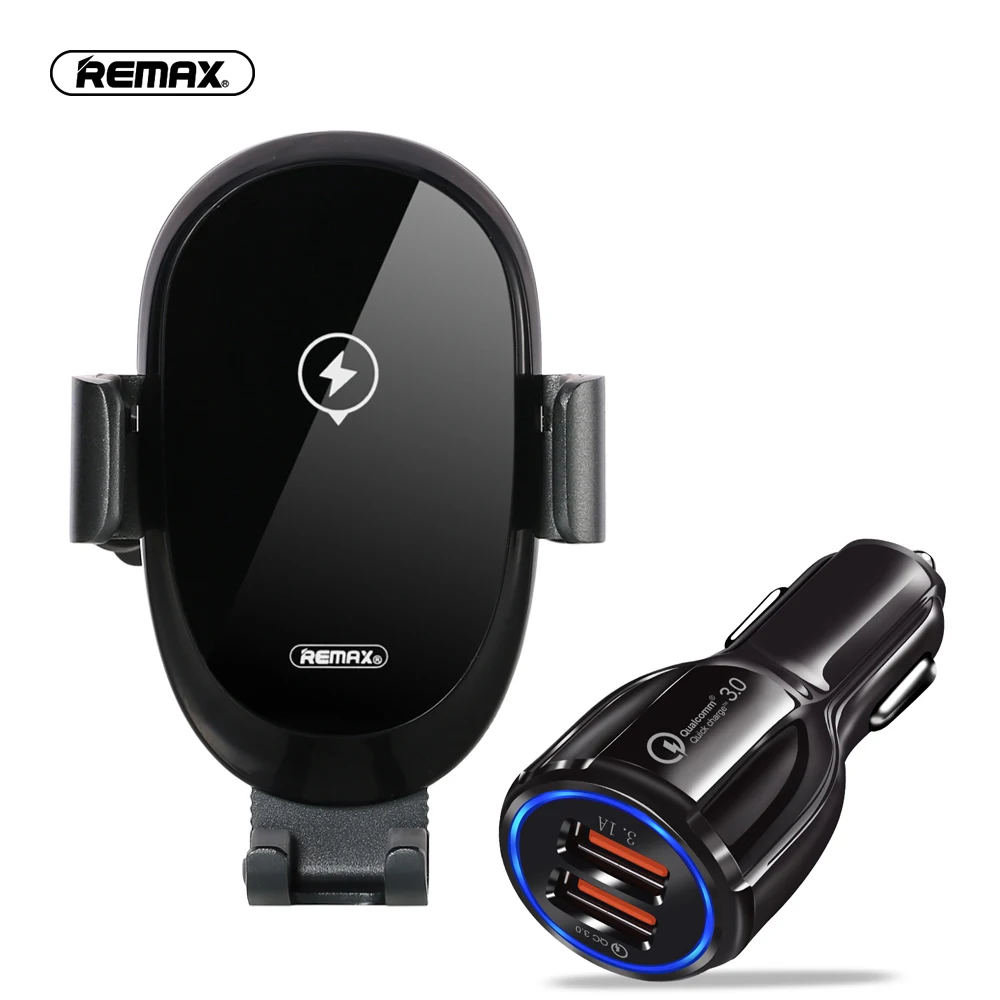 Remax Qi Car Wireless Charger For iPhone Xs Max Xr X Samsung S10 S9 Intelligent Infrared Fast Wirless Charging Car Phone Holder - Color: Holder-QC3.0charger