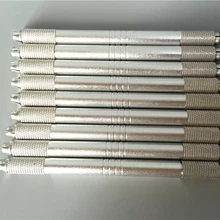 10 шт. ручная работа, Сивер цветов, Перманентный макияж, ручная Татуировка бровей, ручка для 3D микроблейдинг бровей, 2 головки, можно использовать