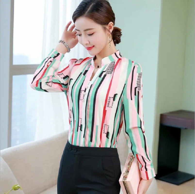 

Work Wear Multi-color Blouse Tops Plus Size Long Sleeve Formal Elegant Ladies Shirts 2019 Spring Summer Office Blouse Casual Top