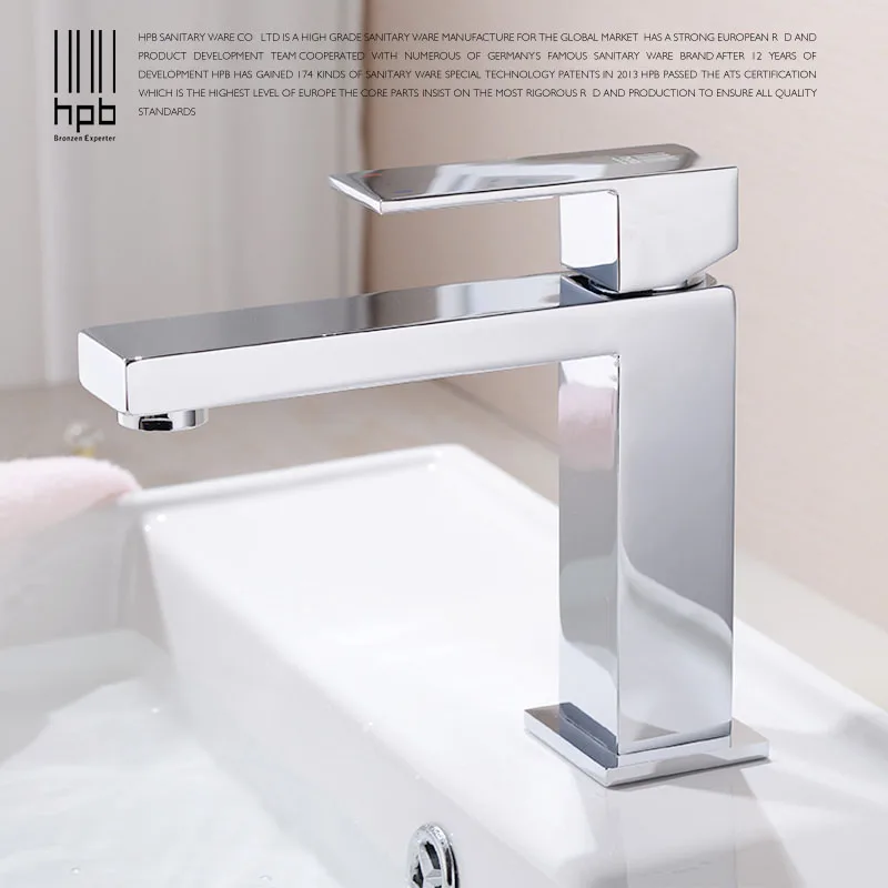 

HPB Brass Basin Faucet Hot and Cold Water Single hole Single handle Sink Bathroom Mixer Tap grifos para lavabos HP3037