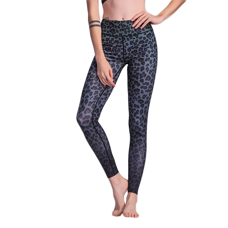 Для женщин 2019 Йога брюки сексуальные Фитнес леггинсы с леопардовым принтом