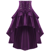 Joineles, женские юбки со шнуровкой на талии, с оборками, готический стиль, кнопка, панк-корсет, юбки для вечеринок, свинг, неровная, высокая, низкая, Женская юбка