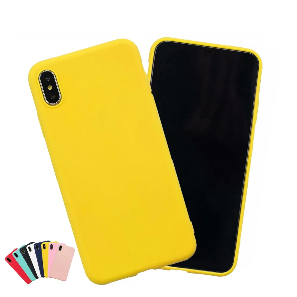 

Phone Case for iPhone 7 6 6s 8 Plus X 5 5s SE Simple Design Candy Solid Color Ultrathin Soft TPU Back Cover for iphone XS Max XR