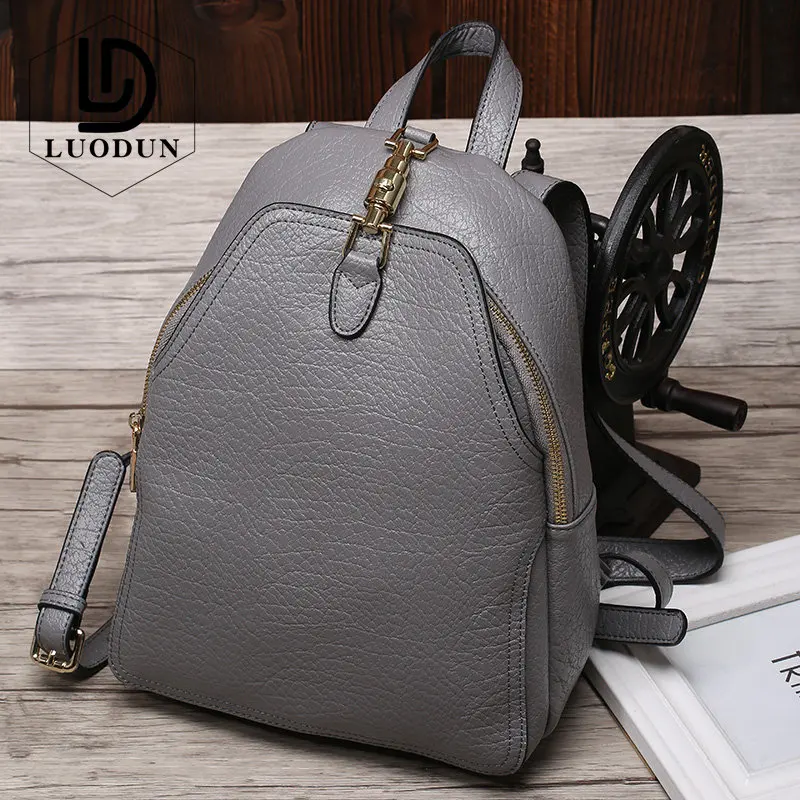 

LUODUN Brand casual spring and summer Genuine Leather backpack first layer of cowhide leather ladies travel backpack school bag