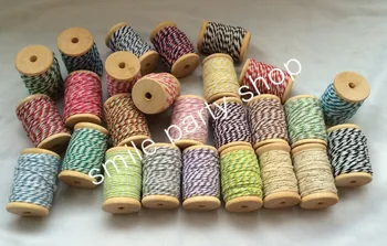 

50pcs 26 mix color Cotton bakers Twine 12ply cotton baker's twine, cotton twisted rope 10meter wooden spool for DIY Packing