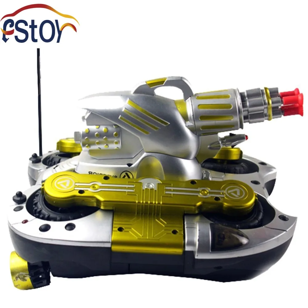 

RC Boat 6 Channel 4WD Dart Cannon ControlLaunch Dart Amphibious Chariot Silver with Flashinlg Light