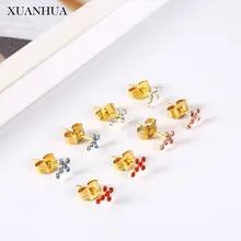 XUANHUA крест кристалл прелестные серьги из нержавеющей стали ювелирные изделия женщина Vogue серьги гвоздики для женщин ювелирные украшения аксессуары