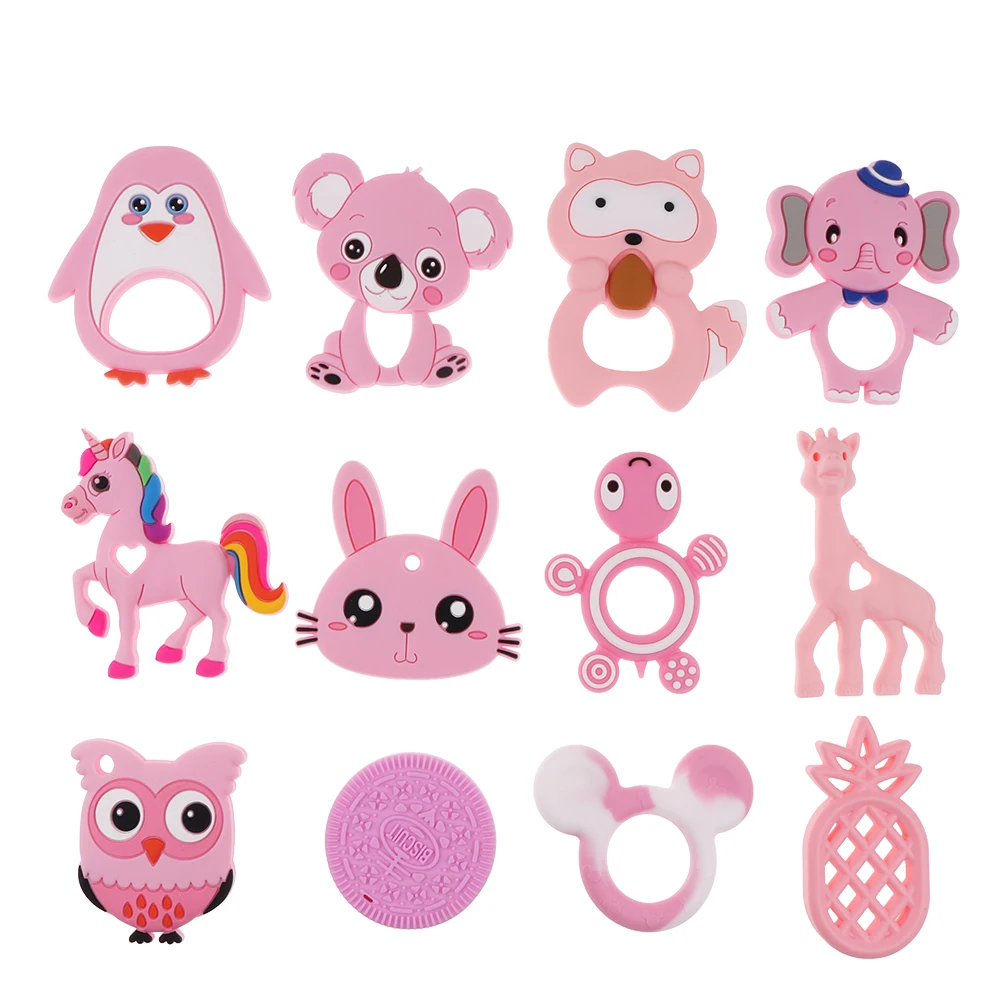 spesifikasi Tyry. hu Baby Silicone Teethers Bpa Gratis Mainan Gigi Hewan Anjing Koala Burung Hantu Gajah Baby Ring Teether Silikon Manik manik Rantai