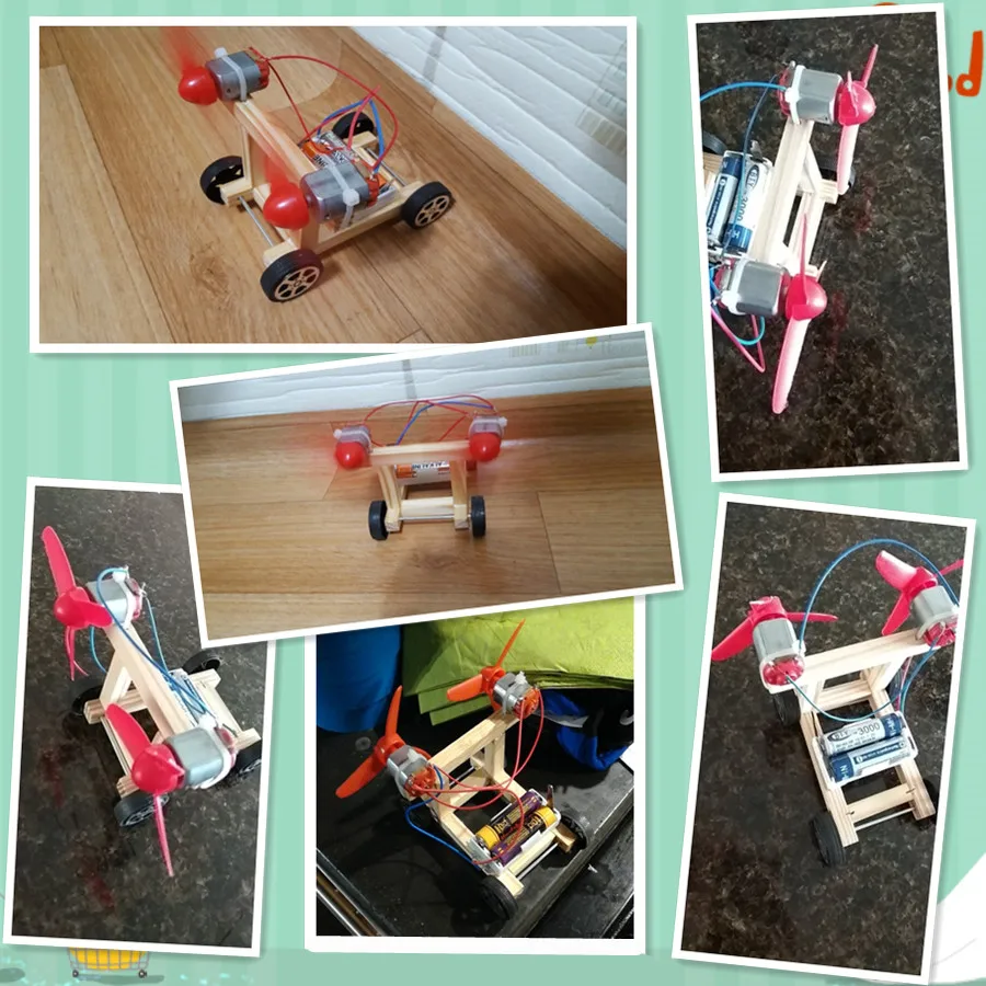 Happyxuan DIY электромобиль ветровой мощности Набор для деревянные детские игрушки образовательная наука, физика, эксперименты цепи детского сада Стволовые игрушки