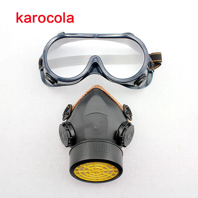 Gas Mask Chemical Gas Anti Dust Paint Industrial Respirator Dual Filter Face Safety Protection Mask with Goggles Wholesale - Цвет: 5012-4