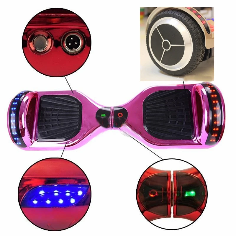 No Tax Chrome Hoverboard 6.5 Inch Self Balance Scooter Bluetooth Electric Scooters LED Light 2 Wheels Skateboard with Carry Bag (20)