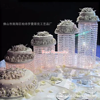 

4pcs in set Crystal transparent Cake holder group Birthday acrylic cake stand for wedding party