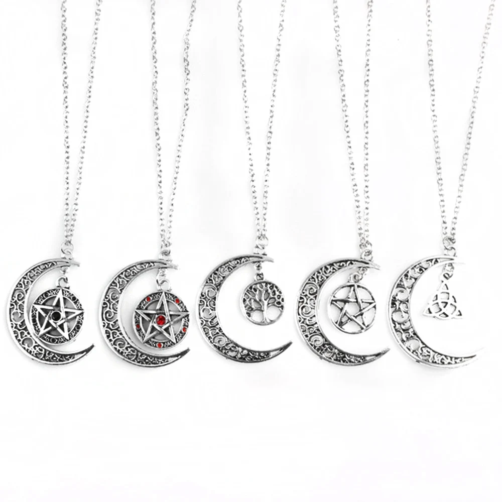 

Supernatural Necklace Witch jewelry For Women Protection Crescent Half-Moon Star Supernatural Amulet pendant Fashion accessories