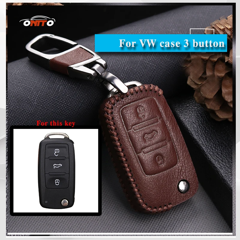 1set Car key case Genuine Leather Key Bag Case For Tiguan Passat Golf Polo Bora Beetle Lavida